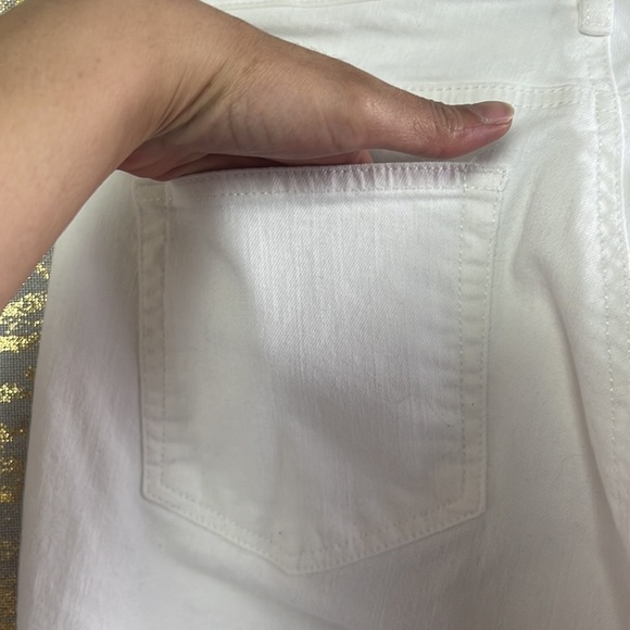 Loft Jeans White Curvy Skinny Crop Slim Pockets Ruched Cuffs Jeans - Picture 11 of 14